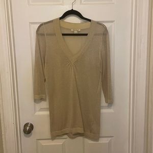 3/4 sleeve metallic gold blouse